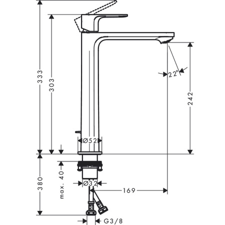 Смеситель для раковины Hansgrohe Rebris S 72590670, черный матовый