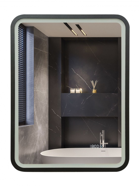 Зеркало с подсветкой и часами Art&Max GENOVA AM-Gen-600-800-S-F-Т