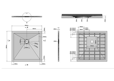 Душевой поддон из искусственного камня (90х90) Grossman Strong GR-S29090Q