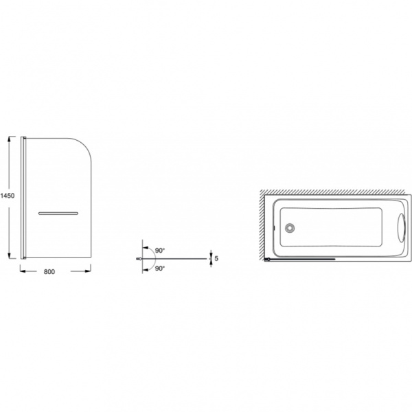 Шторка на ванну (80х145) Jacob Delafon Odeon Up E4932-GA