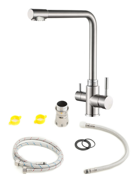 Смеситель для кухни однорычажный с каналом для питьевой воды Orange Boni M15-008ni никель