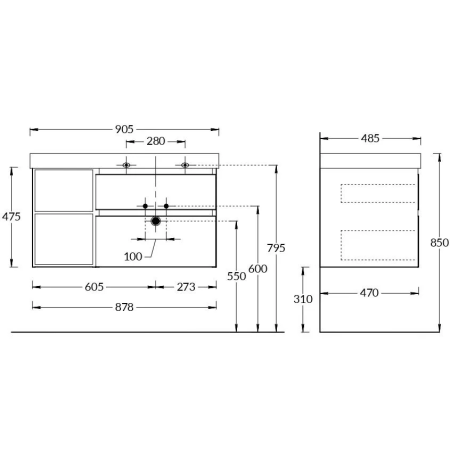 Тумба под раковину Kerama Marazzi Cubo 90 CUB.90Rh\LIM