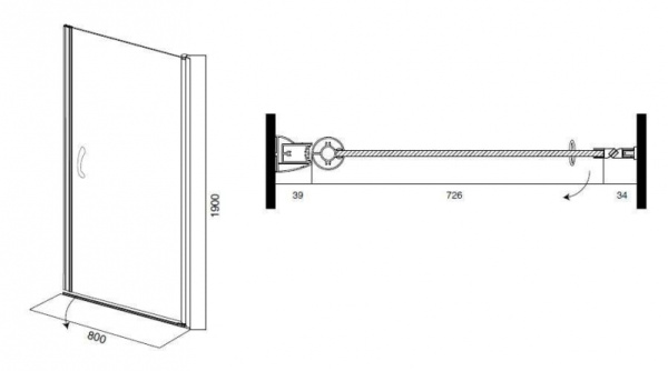 Душевая дверь AM.PM Bliss L W53S-D80-000CT