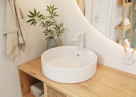 Смеситель для раковины с донным клапаном CoolStart Hansgrohe Talis E 71713700 белый матовый