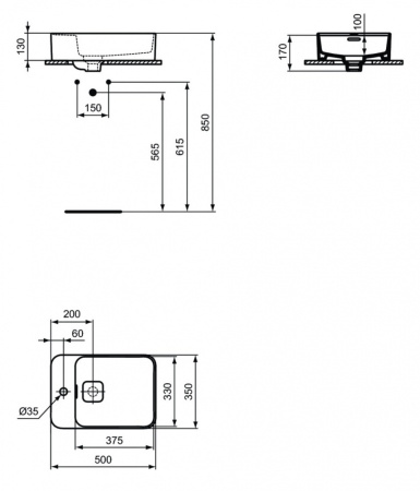Раковина встраиваемая сверху Ideal Standard Strada II 50 T296401