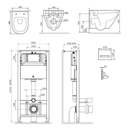 Комплект унитаза с инсталляцией Am.Pm Spirit 2.0 IS450A38.701700