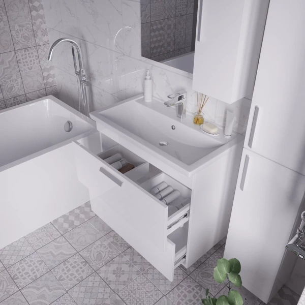 Тумба напольная Grossman НЕО-80 см 108019 с 2-я ящ, белая на ножках