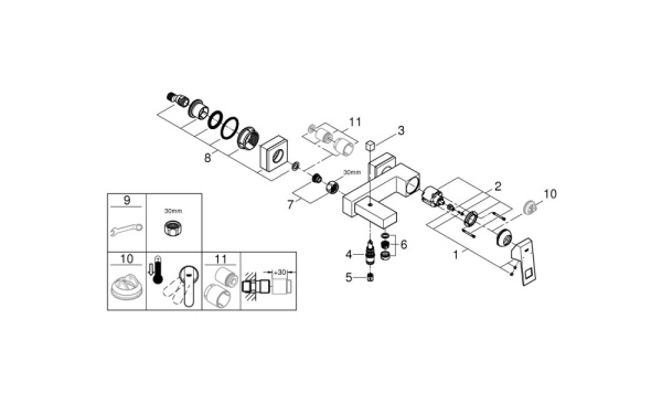 Смеситель для ванны однорычажный Grohe Eurocube 23140 000 (23140000) хром