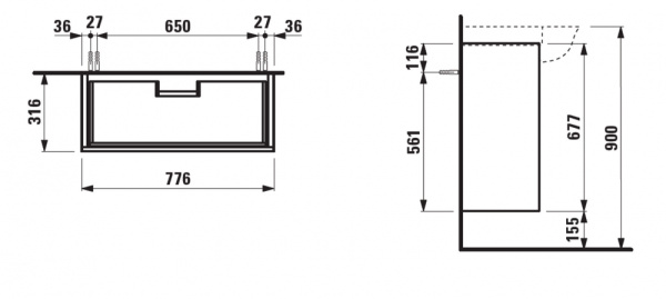 Тумба под раковину Laufen New Classic (77x31) 4.0604.2.085.631.1
