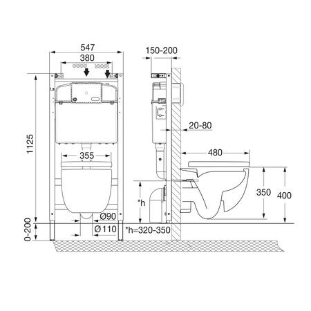 Комплект унитаз с инсталляцией Roca Meridian-N Compact 893104990 (без кнопки)
