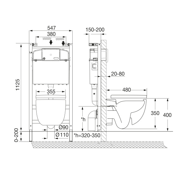 Комплект унитаз с инсталляцией Roca Meridian-N Compact 893104990 (без кнопки)