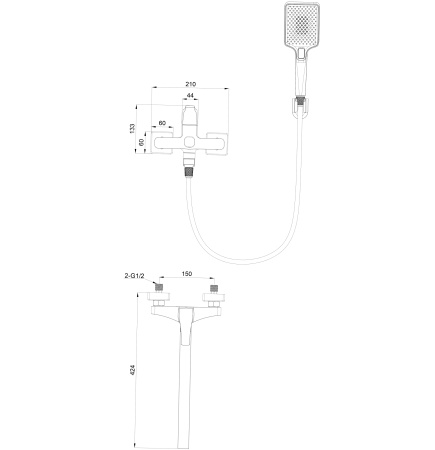 Смеситель для ванны WONZON & WOGHAND FLEX, брашированное золото WW-639906-BG