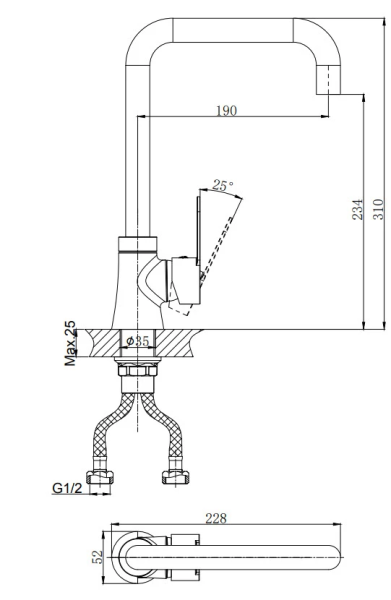 Смеситель для кухни RUSH Tenerife TE2835-23 Смеситель для кухни RUSH Tenerife TE2835-23