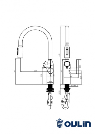 Смеситель для кухни Oulin OL - 8018 Black