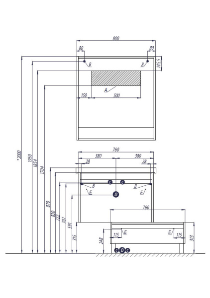 Зеркальный шкаф Aquaton Капри 80 Таксония темная 1A230402KPDB0