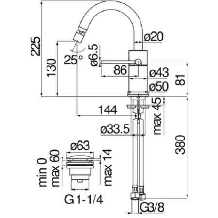 Смеситель для биде Nobili Velis VE125139/2RCP