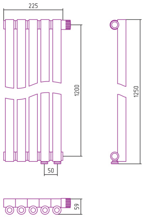 Полотенцесушитель Водяной Сунержа Эстет-0 EU50 правый (120х22) 5 секций Матовое Золото 032-0321-1205