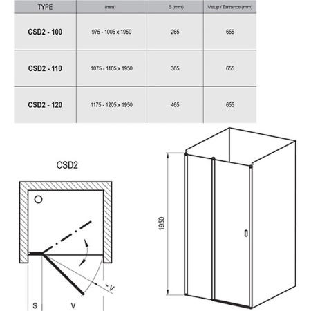 Душевая дверь Ravak Chrome CSD2-100 0QVAC100Z1