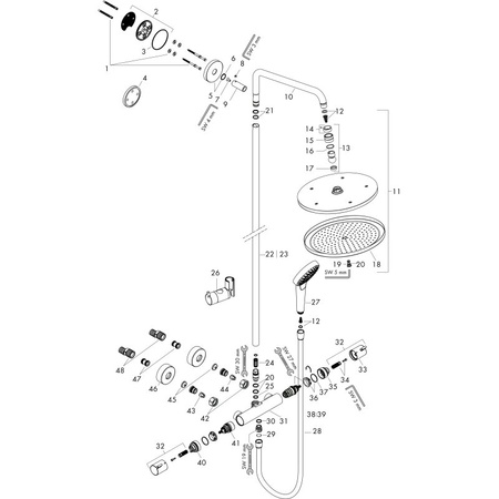 Душевая система с термостатом Hansgrohe Croma Select S Showerpipe 280 1jet 26790000 хром