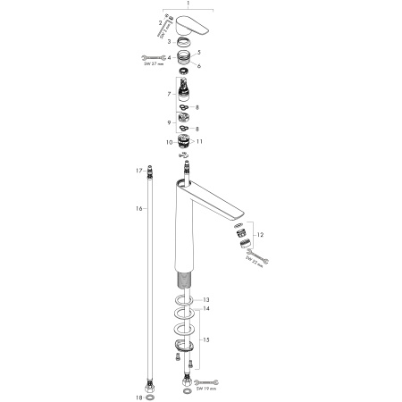 Смеситель для раковины без донного клапана Hansgrohe Talis E 71717670 черный матовый