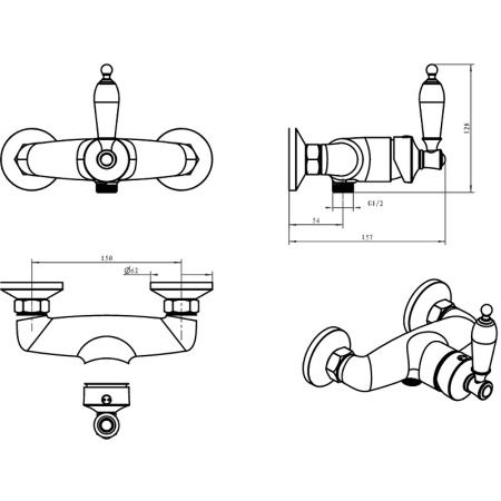 Смеситель для душа Boheme Vogue Crystal 224-CRST