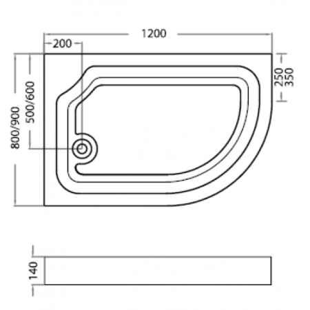 Душевой поддон Veconi Tezeo acrylic TZ-13L, (120x80) TZ13L-12080AS-01-19C1