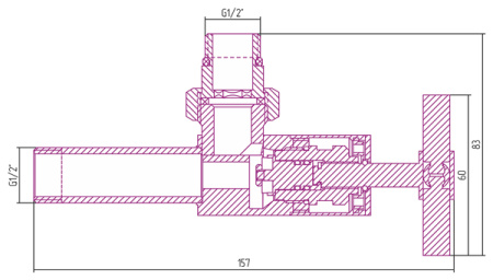 Сунержа Вентиль угловой (крест) G 1/2" НР х G 1/2" НР Шампань 020-1408-1212