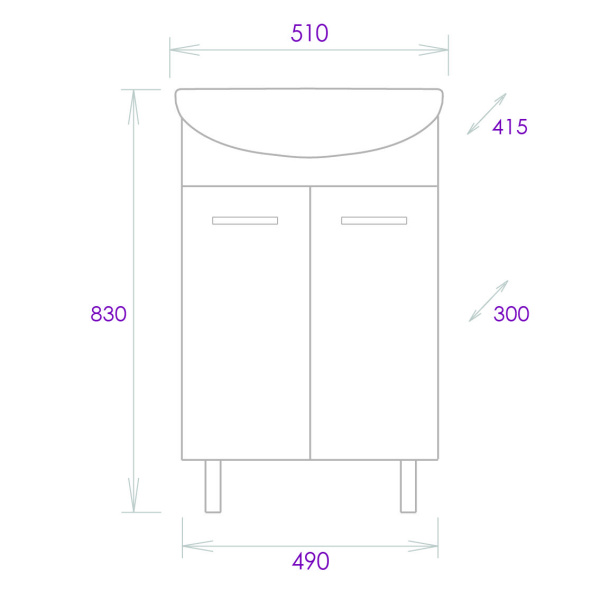 Тумба под раковину напольная Onika Коралл 50 105032