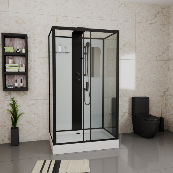 Душевая кабина (120х80) Grossman Elegans GR252Q раздвижная, черный, прозрачный