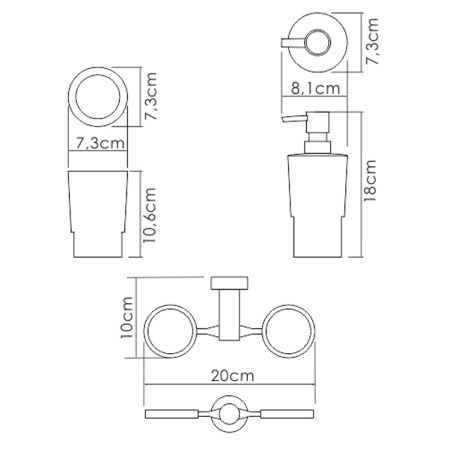 Стакан и дозатор с держателем WasserKRAFT K-28289
