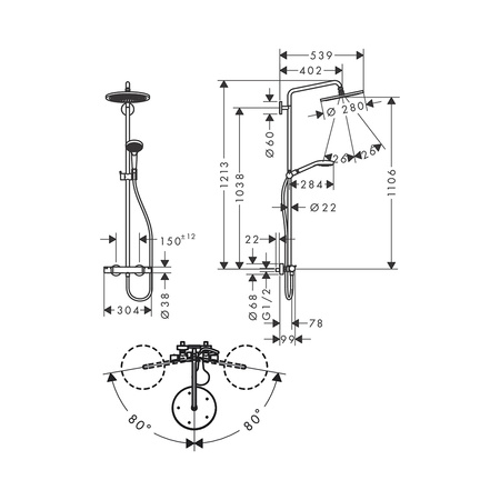 Душевая система Hansgrohe Croma Select S 280 EcoSmart 26891700 белый матовый