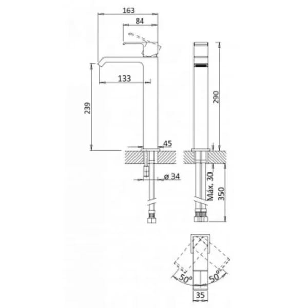 Смеситель для раковины Cezares Porta PORTA-LC-SS