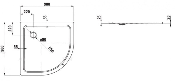 Душевой поддон Laufen Platina 2.1500.8.600.040.1