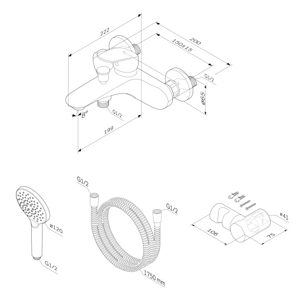 Смеситель для ванны Am.Pm Like F8015000 Смеситель для ванны Am.Pm Like F8015000