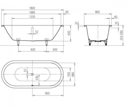 Овальная стальная ванна (180X80) KALDEWEI CLASSIC DUO OVAL 291200010001
