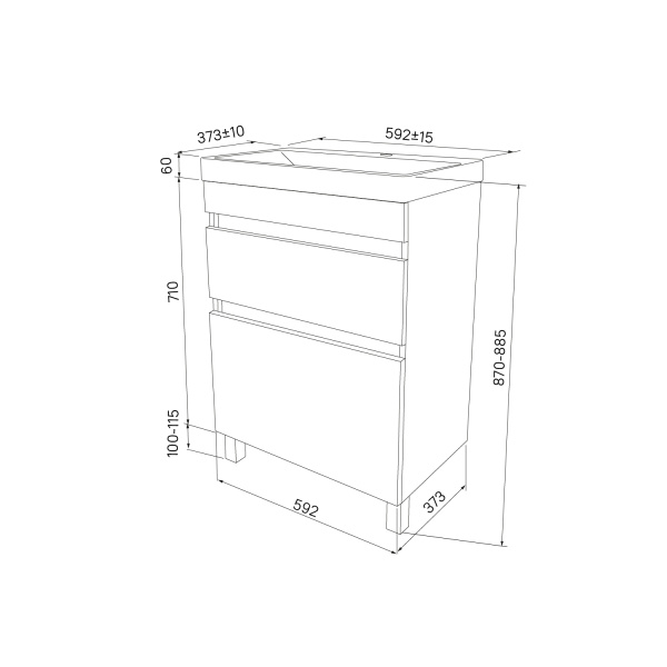 Тумба с умывальником IDDIS напольная с ящиками, белая, 60 см, Zodiac. Подходит ум 3506000i28 (ZOD6CBFi95K)