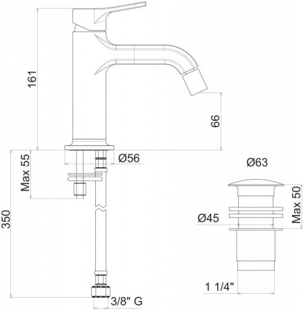 Смеситель для биде Cezares Fusion FUSION-BSM1-CNE
