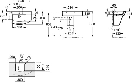 Раковина подвесная (55x48) Roca Hall  327620000
