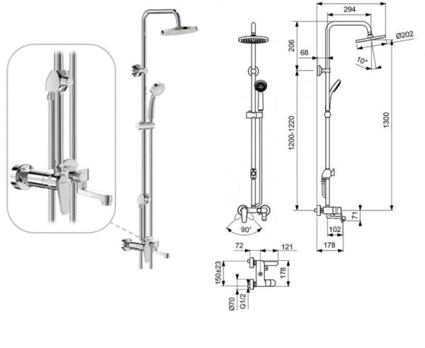 Душевая система с изливом Vidima Balance BA270AA