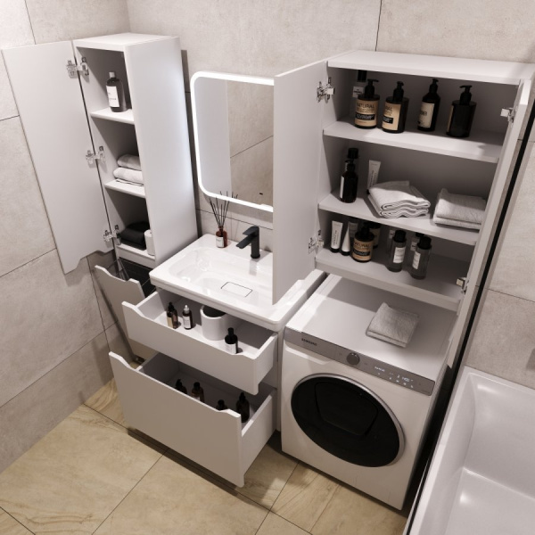 Шкаф подвесной Style Line Марелла мини 60 Люкс Plus СС-00002424 белый матовый