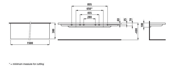 Керамическая полочка Laufen L I V I N G 8.7043.6.000.000.1 (150см)
