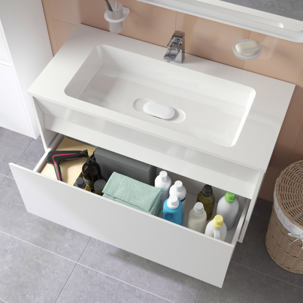 Тумба с умывальником IDDIS подвесная с ящиками белая Esper 100 см (ESP10W0i95K)