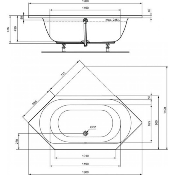 Ванна акриловая (190х90) Ideal Standard CONNECT AIR E106901 Ванна акриловая (190х90) Ideal Standard CONNECT AIR E106901