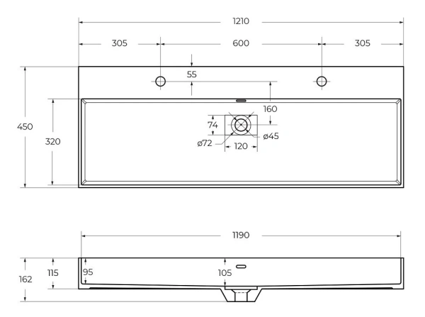 Раковина из искусственного мрамора CEZARES 50314 Bianco opaco