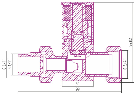 Вентиль прямой (цилиндр) G 1/2" НР х G 3/4" НГ Матовый Белый 30-1401-1234