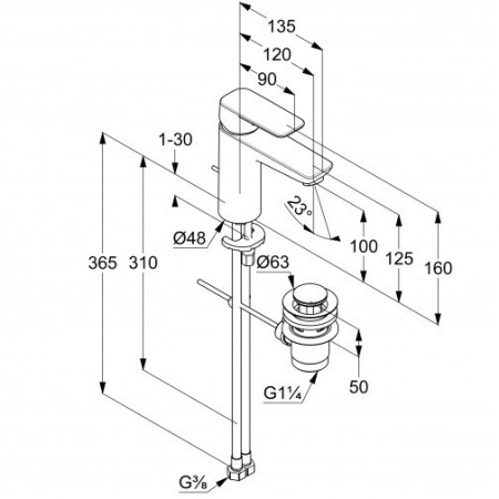 Смеситель для раковины Kludi Pure&Style 402903975