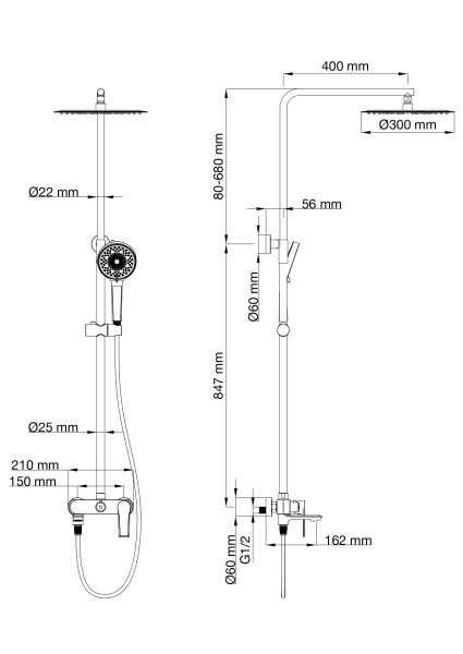 Душевая система WONZON & WOGHAND BRILLIANT, хром WW-88047079-CR Душевая система WONZON & WOGHAND BRILLIANT, хром WW-88047079-CR