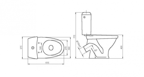 Унитаз Santeri Вест Стандарт 1.P201.8.S00.00B.F