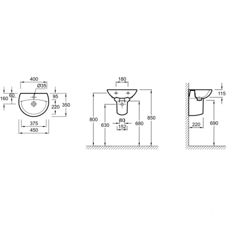 Раковина Jacob Delafon Patio (45x35) E4152-00