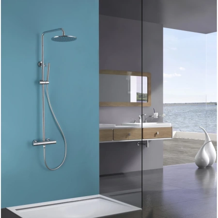 Душевая стойка ABBER Wasser Kreis AF8160L с термостатом без излива, хром